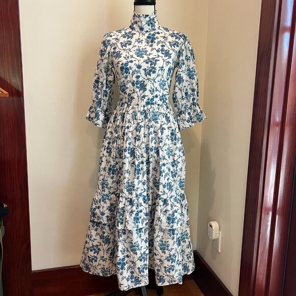 Meadows Clematis Blue Floral Dress Size 2 - Picture 3 of 9